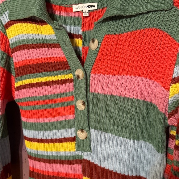 NWOT Fashion Nova vibrant striped maxi sweater dress - Picture 2 of 4